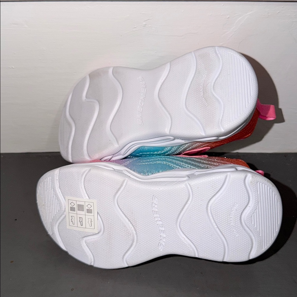 SKECHERS Girls S Sport Mae Star Print Light Up Sneakers Pink Sz 8 TODDLER - Picture 5 of 6